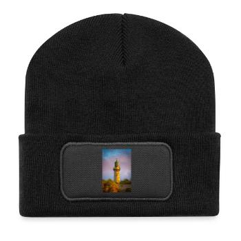 Lighthouse in Warnemünde at sunset - Recycled Patch Beanie - black - Front