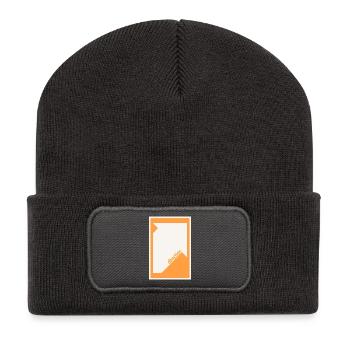 Affiche de mise en scène orange – Graphique moderne - Beanie recyclé à patch - charbon - Devant
