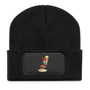 Nain de jardin jouant au beach-volley en été - Beanie recyclé à patch - noir - Devant