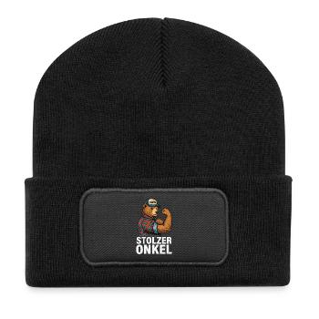 Proud Uncle Bear - Recycled Patch Beanie - black - Front