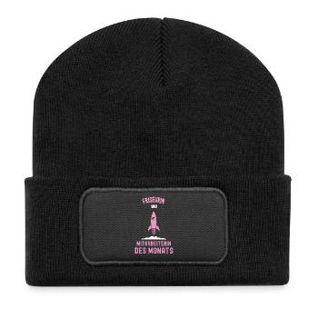 Beste Friseurin Mitarbeiterin des Monats Frisörin - Recycelte Patch Beanie - Schwarz - Vorne