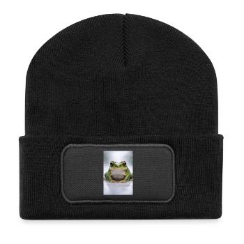 Green frog in focus - Recycled Patch Beanie - black - Front