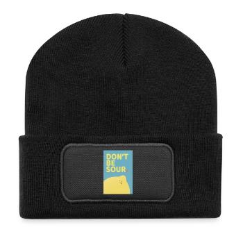 Don't Be Sour Funny Lemon Poster-Design - Recycelte Patch Beanie - Schwarz - Vorne