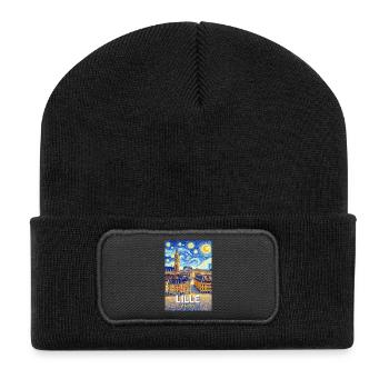Lille, Frankreich - Recycelte Patch Beanie - Schwarz - Vorne