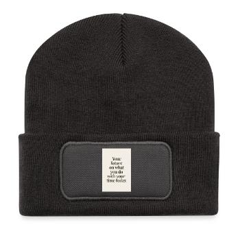 Votre avenir dépend d’un devis minimal avec empattement - Beanie recyclé à patch - charbon - Devant