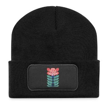 En pleine floraison – Dicton fleur rétro - Beanie recyclé à patch - noir - Devant