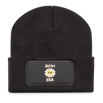 Bloom Era – Retro Cartoon Blume Spruch - Recycelte Patch Beanie - Dunkelgrau - Vorne