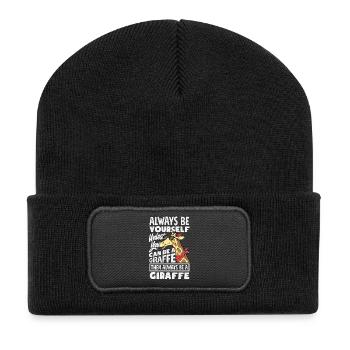 Sei immer du selbst außer du bist Giraffe - Recycelte Patch Beanie - Schwarz - Vorne