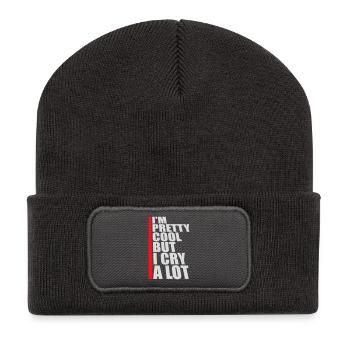 I'm Pretty Cool But I Cry A Lot Lustig Emotional - Recycelte Patch Beanie - Dunkelgrau - Vorne