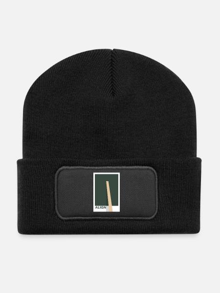 Align – Design Statement - Recycelte Patch Beanie - Schwarz
