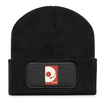 Stay Groovy – Poster vinyle vinyle rétro en rouge - Beanie recyclé à patch - noir - Devant