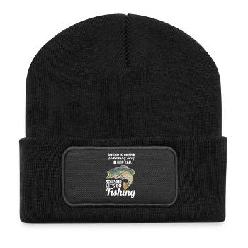 Pêche drôle en disant pêche - Beanie recyclé à patch - noir - Devant