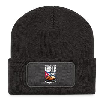 Cuba Pride & Home - Design du drapeau de Cuba - Beanie recyclé à patch - charbon - Devant