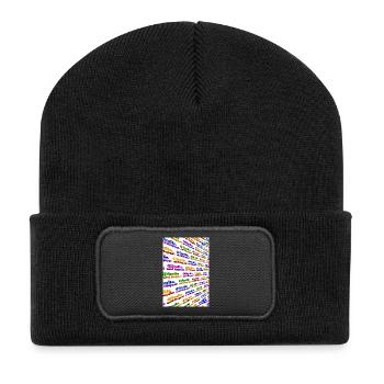 Buntes Lächeln und Wiederholen - Recycelte Patch Beanie - Schwarz - Vorne