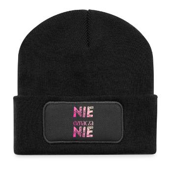 Nein heißt nein polnisch Feminismus Geschenkidee - Recycelte Patch Beanie - Schwarz - Vorne