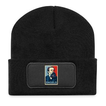 Portrait pop art d’Engels - Beanie recyclé à patch - noir - Devant