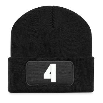 4 - Recycelte Patch Beanie - Schwarz - Vorne