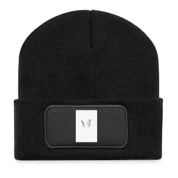 Minimalistischer Schmetterling ästhetisch Design - Recycelte Patch Beanie - Schwarz - Vorne