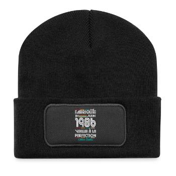 Anniversaire 40 ans - Fabriquée en Juin 1986 - Beanie recyclé à patch - noir - Devant