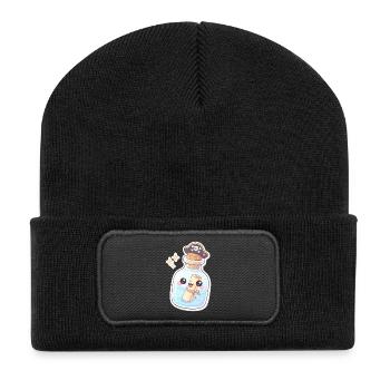 Cute Pirate Message in a Bottle - Recycelte Patch Beanie - Schwarz - Vorne