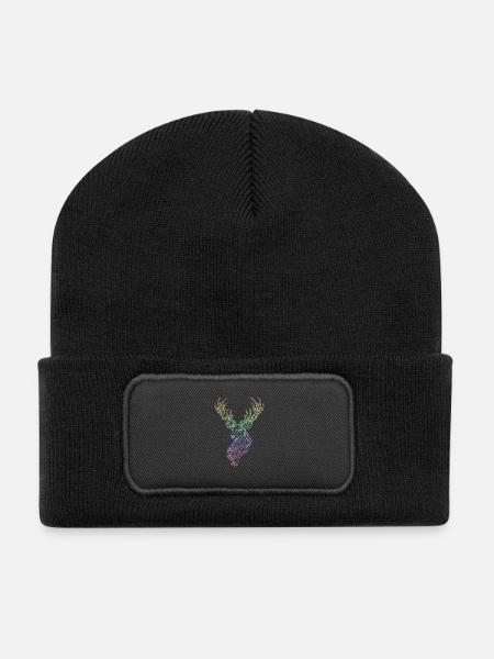 Cerfs Arc-en-ciel - Beanie recyclé à patch - noir