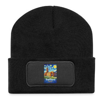 Trafford, England in Starry Night Style - Recycled Patch Beanie - black - Front