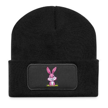 Lapin de Pâques Rose - Beanie recyclé à patch - noir - Devant