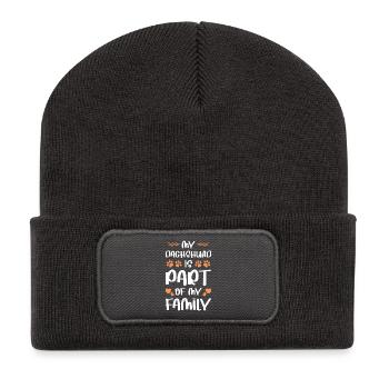 My dachshund is part of my family - Recycled Patch Beanie - dark grey - Front
