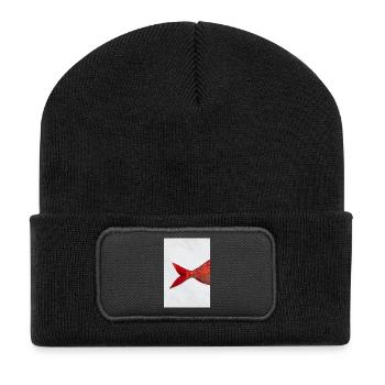 Red Fish Minimal Art Design - Recycled Patch Beanie - black - Front
