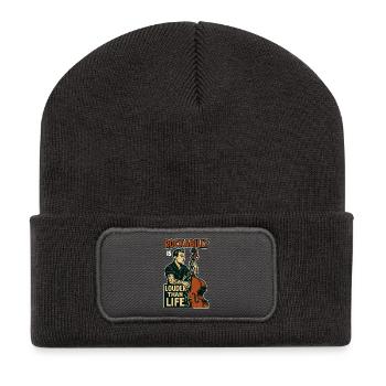 Contrebasse rockabilly : musiciens des années 50 et art du tatouage - Beanie recyclé à patch - charbon - Devant