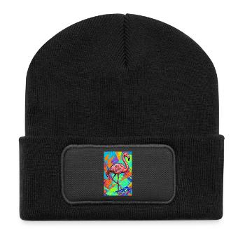 Flamant - Beanie recyclé à patch - noir - Devant