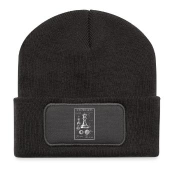 Damenschach-Bauplan - Recycelte Patch Beanie - Dunkelgrau - Vorne