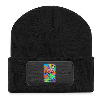 Flamant - Beanie recyclé à patch - noir - Devant
