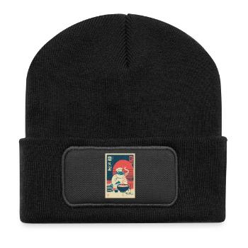 Frog Chef Ramen Retro Poster - Recycled Patch Beanie - black - Front
