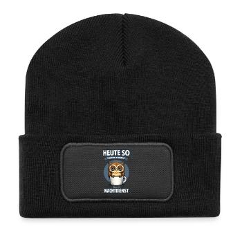 Heute so nicht Nachtdienst Eule Kaffee Spruch - Recycelte Patch Beanie - Schwarz - Vorne