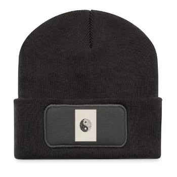 Typography Yin Yang: Textured Balance - Recycled Patch Beanie - dark grey - Front