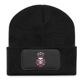 Skull Bandana Böse Alte Frau - Recycelte Patch Beanie - Schwarz - Vorne