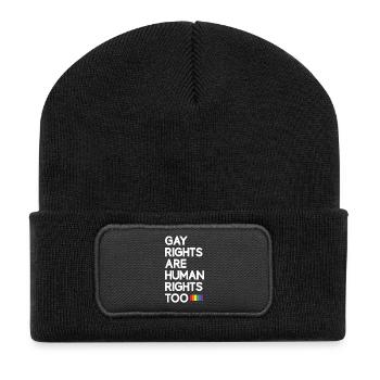 Mois de la Fierté LGBT - Les droits des homosexuels sont aussi des droits humains - Beanie recyclé à patch - noir - Devant