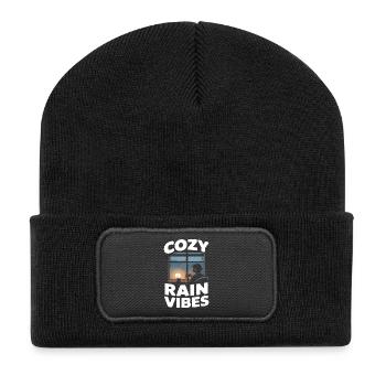 Cozy Rain Vibes Regen - Recycelte Patch Beanie - Schwarz - Vorne