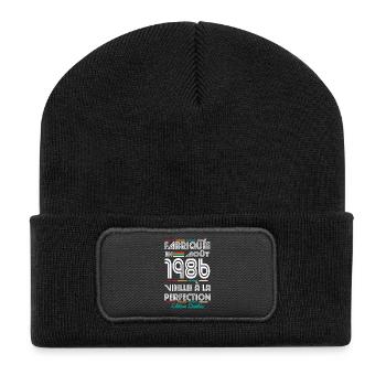 Anniversaire 40 ans - Fabriquée en Août 1986 - Beanie recyclé à patch - noir - Devant
