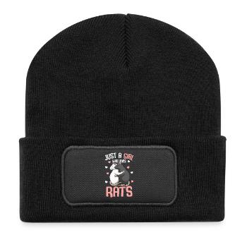 Rats Hug: Girl Who Loves Rats - Recycled Patch Beanie - black - Front