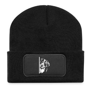 Tête de chien de montagne bernois « Édition noire » - Beanie recyclé à patch - noir - Devant