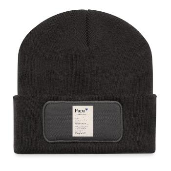 Danke Papa - Recycelte Patch Beanie - Dunkelgrau - Vorne