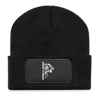 German Wirehaired Head "Black Edition" - Recycled Patch Beanie - black - Front