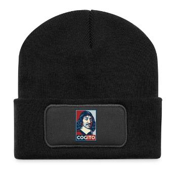 Descartes Cogito Pop Art Portrait - Beanie recyclé à patch - noir - Devant