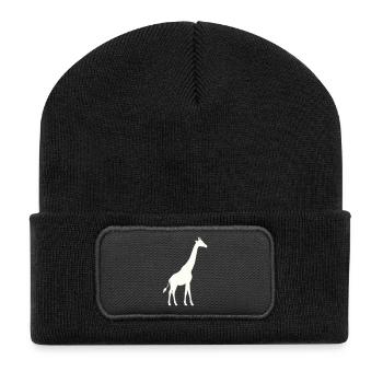 Giraffe Silhouette - Recycelte Patch Beanie - Schwarz - Vorne