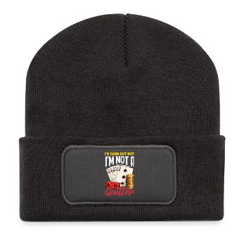Nicht Aufgeben Poker Casino Würfel Kartenspiel - Recycelte Patch Beanie - Dunkelgrau - Vorne