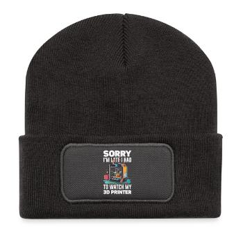 Sorry I'm Funny Late 3D Printer - Recycled Patch Beanie - dark grey - Front