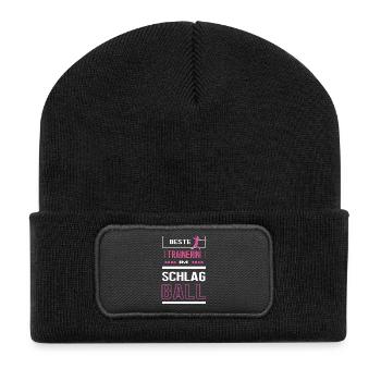 Beste Schlagball Trainerin Schlagballtrainerin - Recycelte Patch Beanie - Schwarz - Vorne
