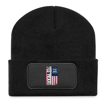 Style rouille du drapeau américain 1776–2026 - Beanie recyclé à patch - noir - Devant
